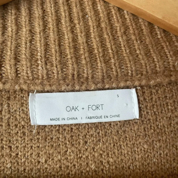 Oak + Fort Knit  Oversized Open Front Cardigan Sweater Tan Size Small - Picture 5 of 6